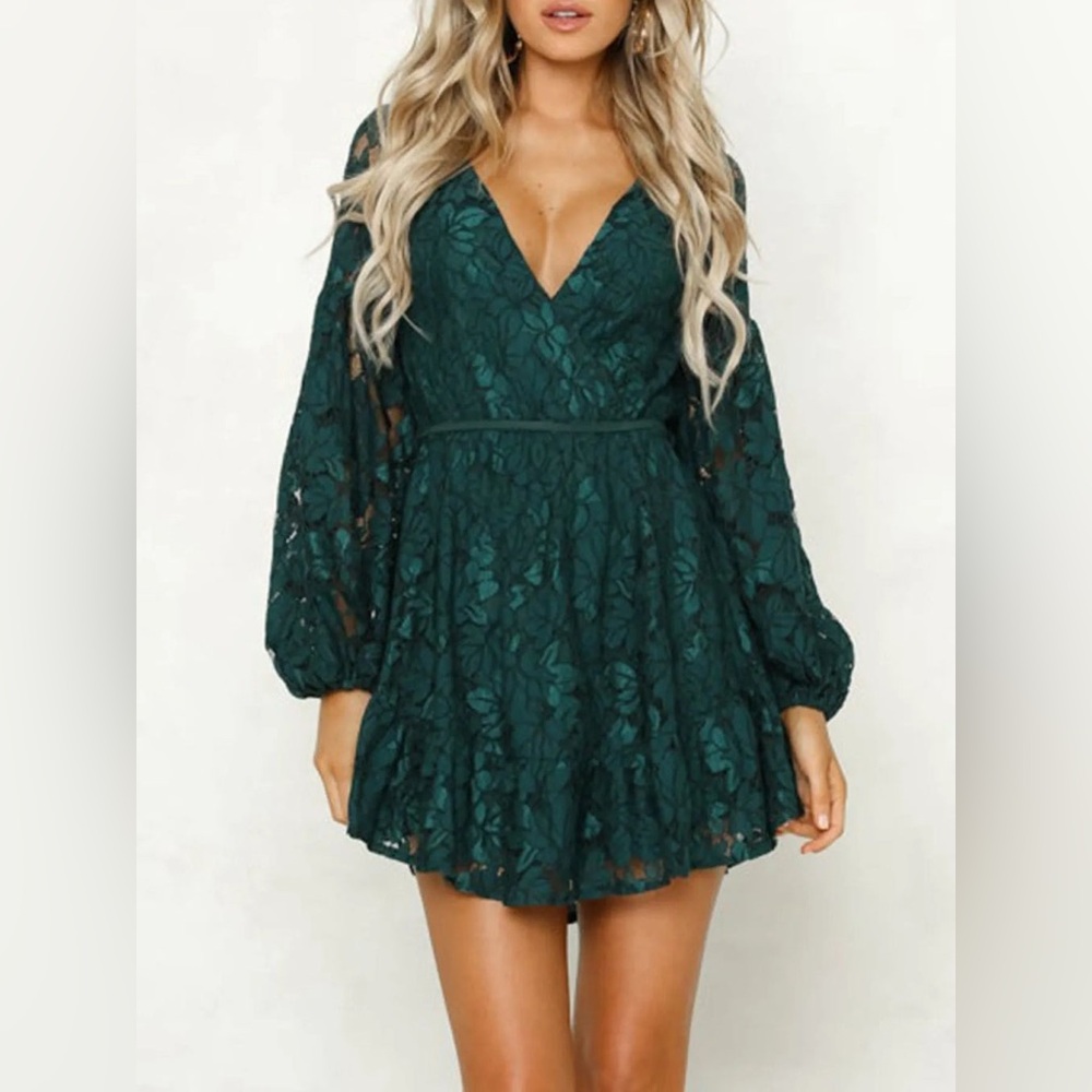 SHOWPO FAUX WRAP LACE MINI DRESS - Picture 9 of 10